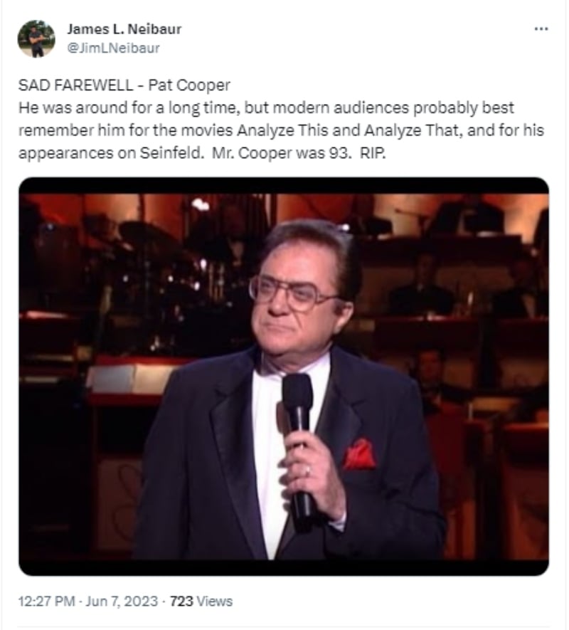 Llegan tributos a Pat Cooper