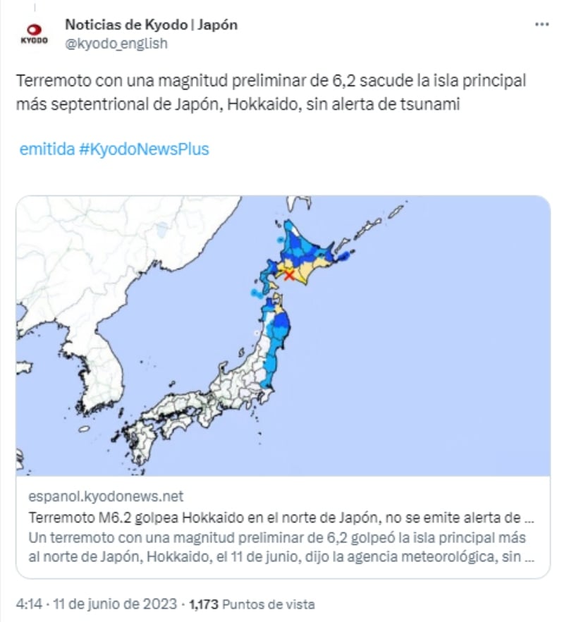 Terremoto de 6.2 sacude Japón