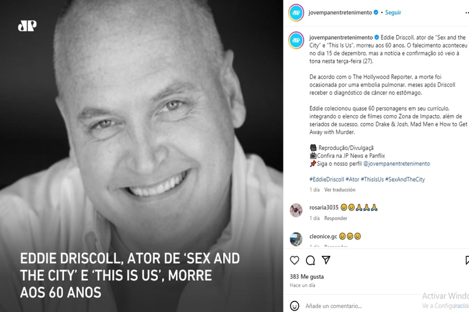 Luto, Eddie Driscoll, cine, Hollywood, celebridades, MundoNOW
