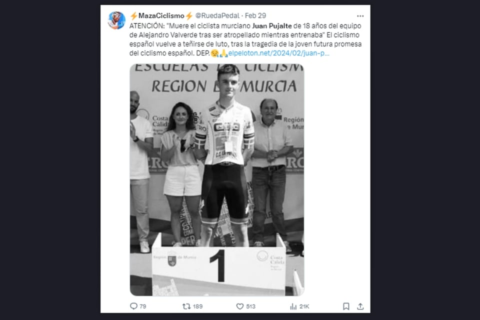 ciclista, Juan Pujalte, accidente, entrenamiento, deportista, MundoNOW