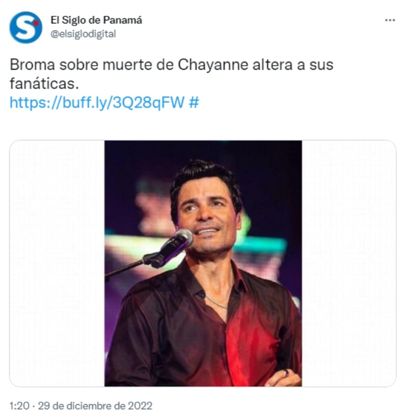 Madre reacciona ante supuesta muerte de Chayanne