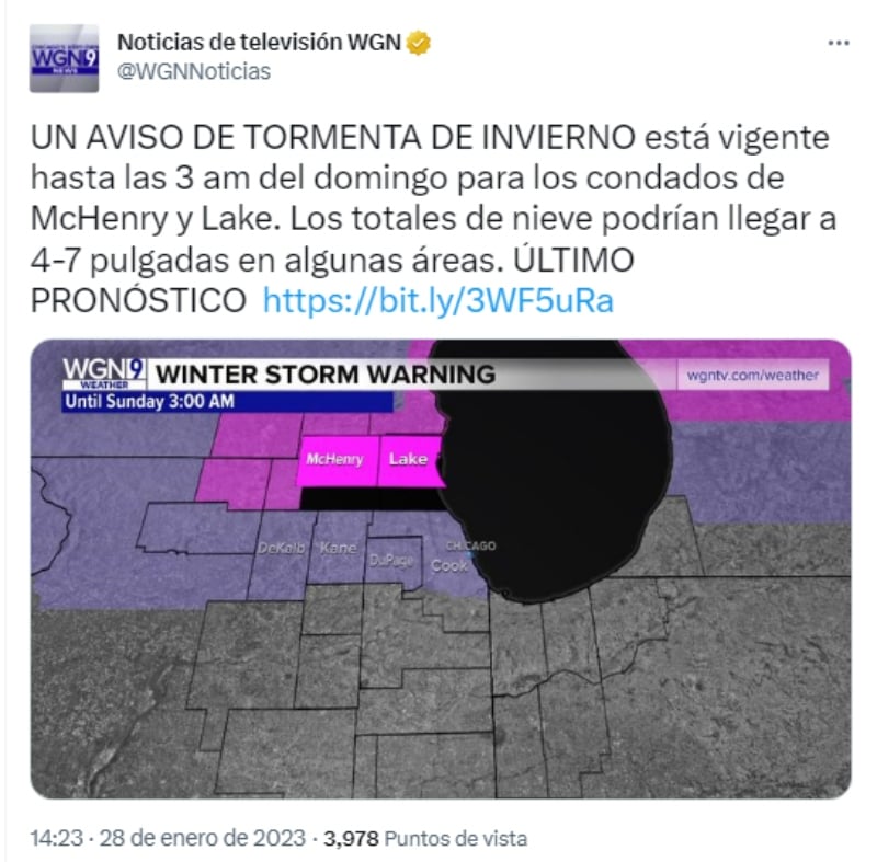 Advertencia de tormenta invernal en EEUU