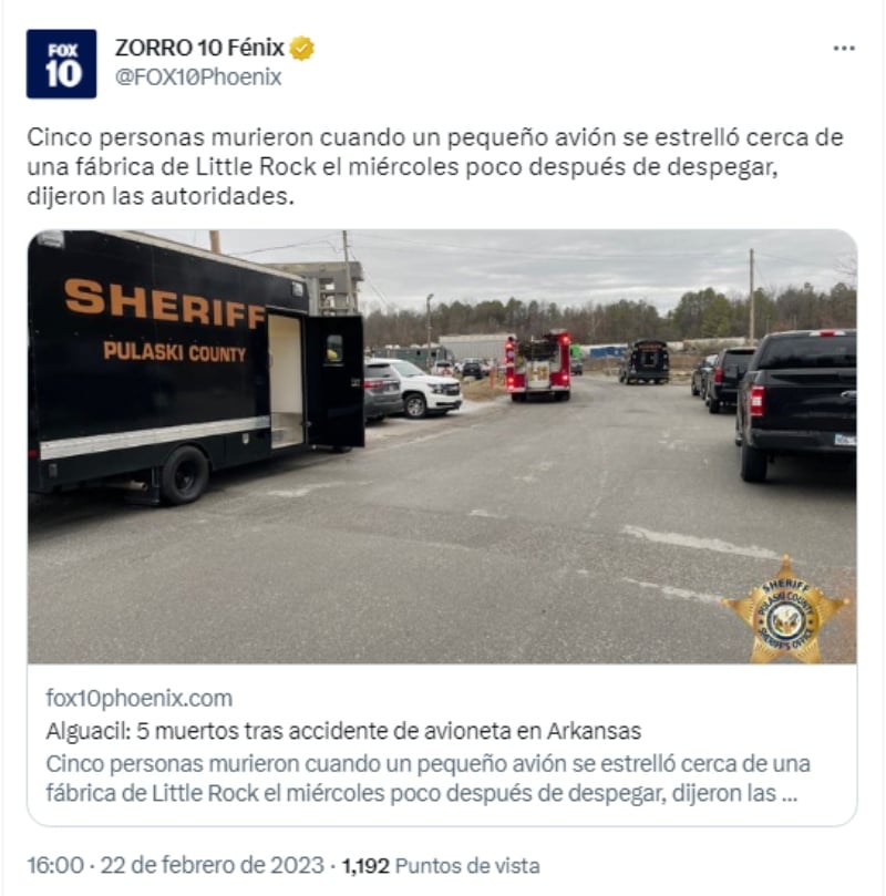 Accidente avión cinco muertos: No hubo sobrevivientes