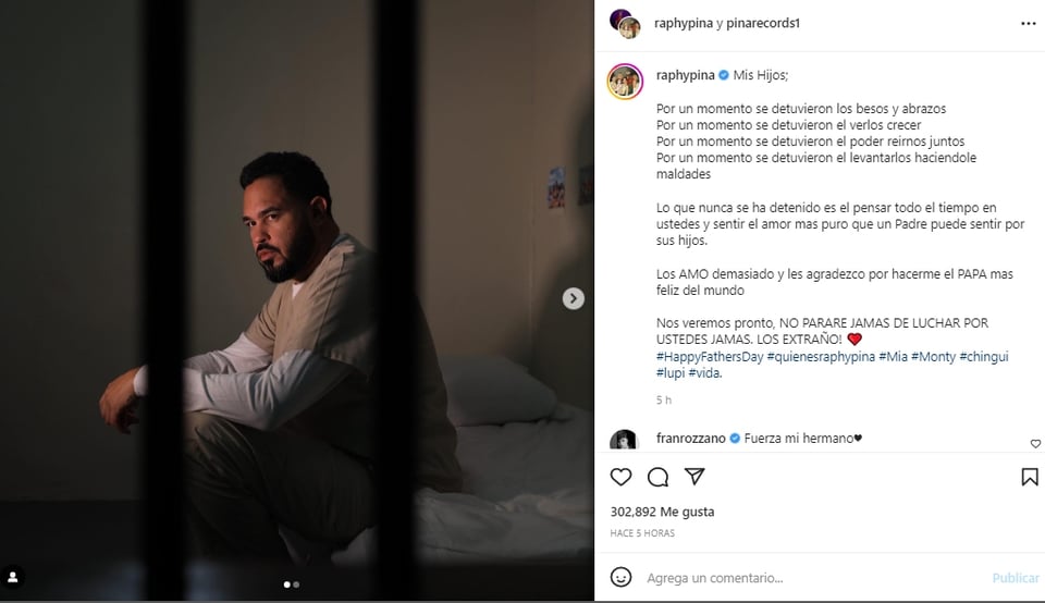 Raphy Pina mensaje Día del Padre desde la cárcel