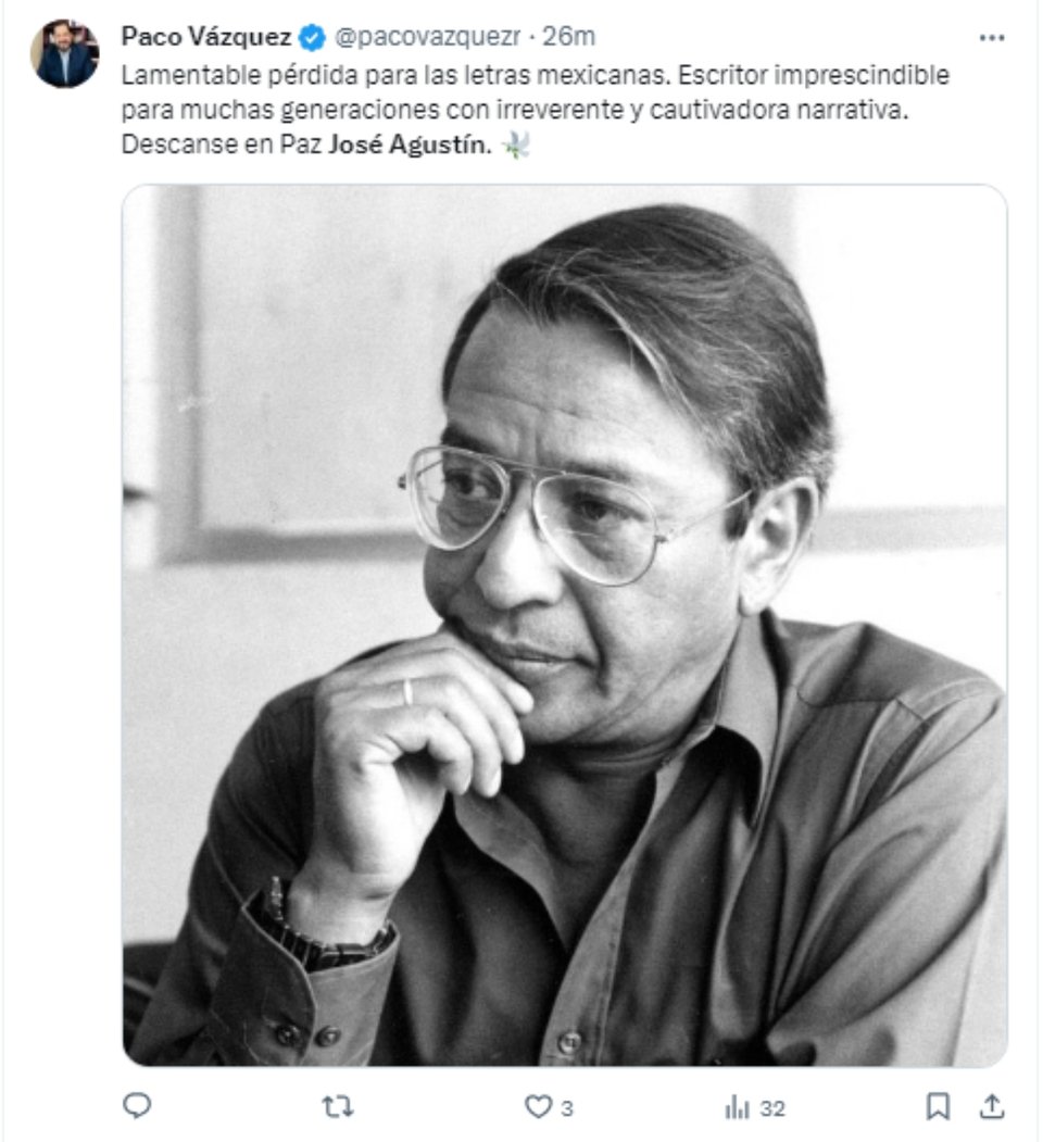 José Agustín, escritor, novelista, luto, MundoNOW