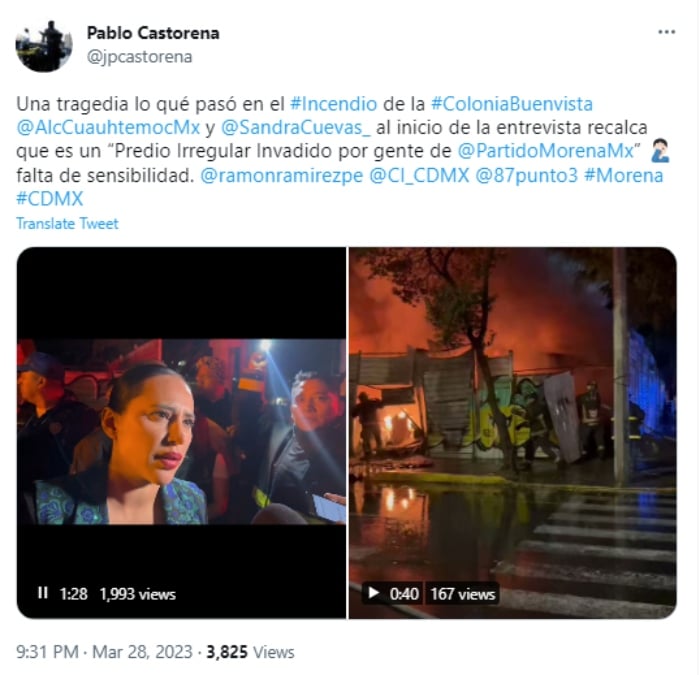 Incendio en la alcaldía de Cuauhtémoc