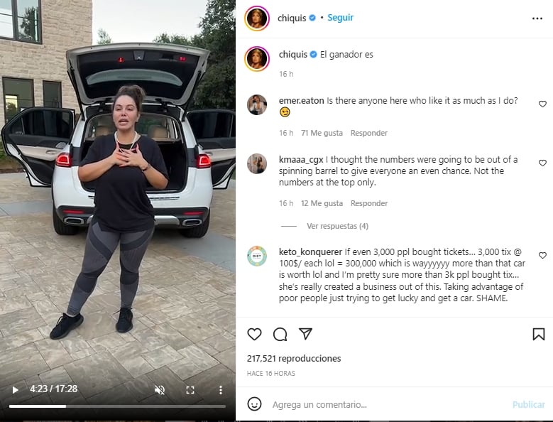 Chiquis Rivera rifa su camioneta