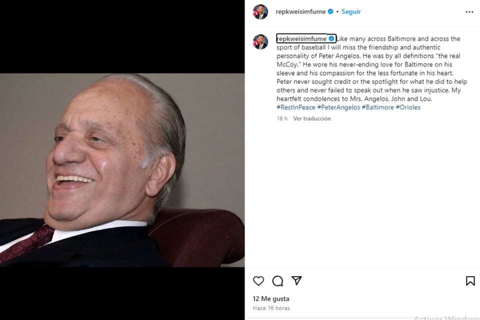Muere Peter Angelos, Orioles, Baltimore, MLB, MundoNOW