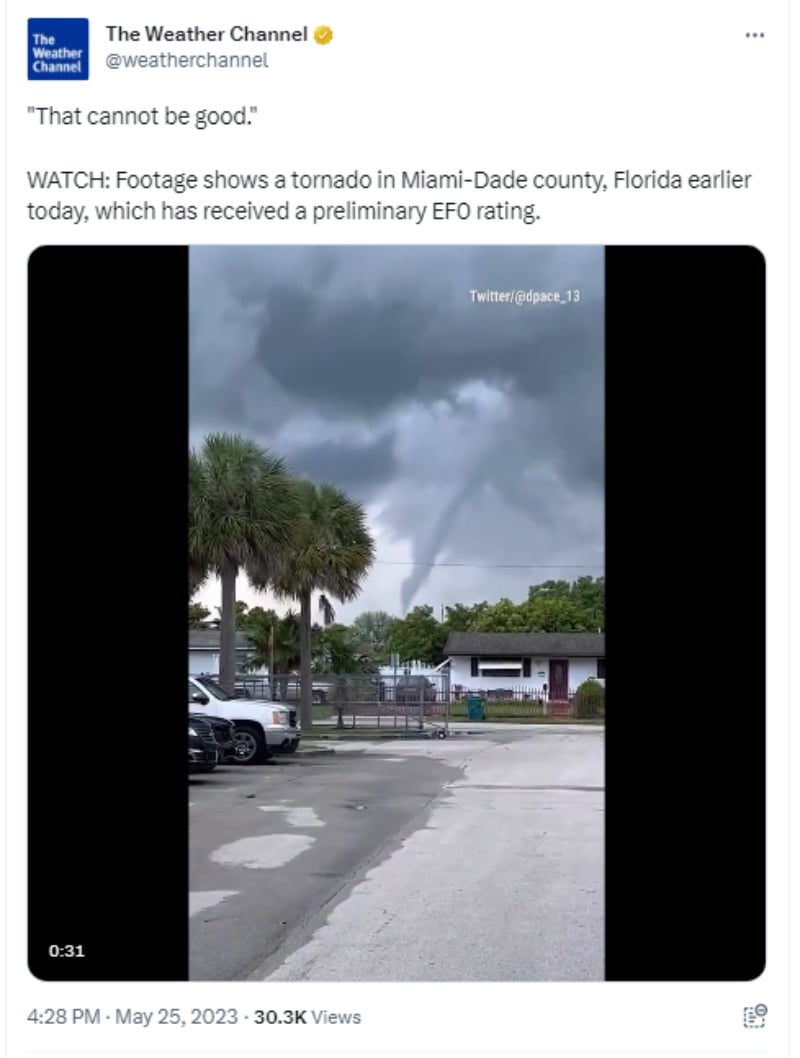 Tornado impacta en Miami, Florida
