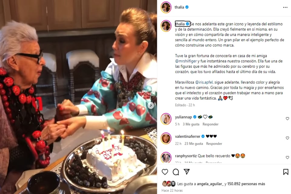 Thalía, mourning, Iris Apfel, criticism, MundoNOW