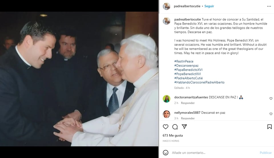 Padre Alberto muerte Benedicto XVI: Lanza desgarrador mensaje