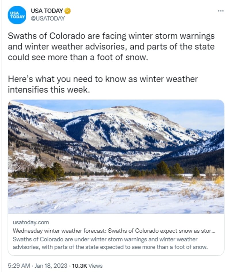 Aumenta pronóstico nieve Colorado: ¿Caerá más nieve?