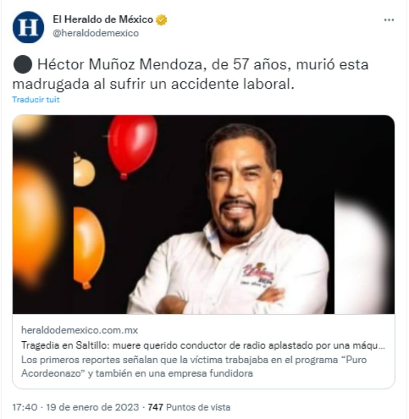 Muere el locutor Héctor Muñoz Mendoza