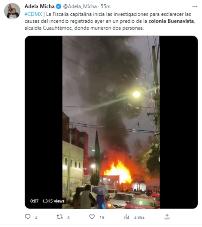 Incendio en la alcaldía de Cuauhtémoc