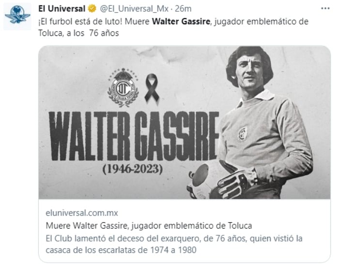 Muere Walter Gassire