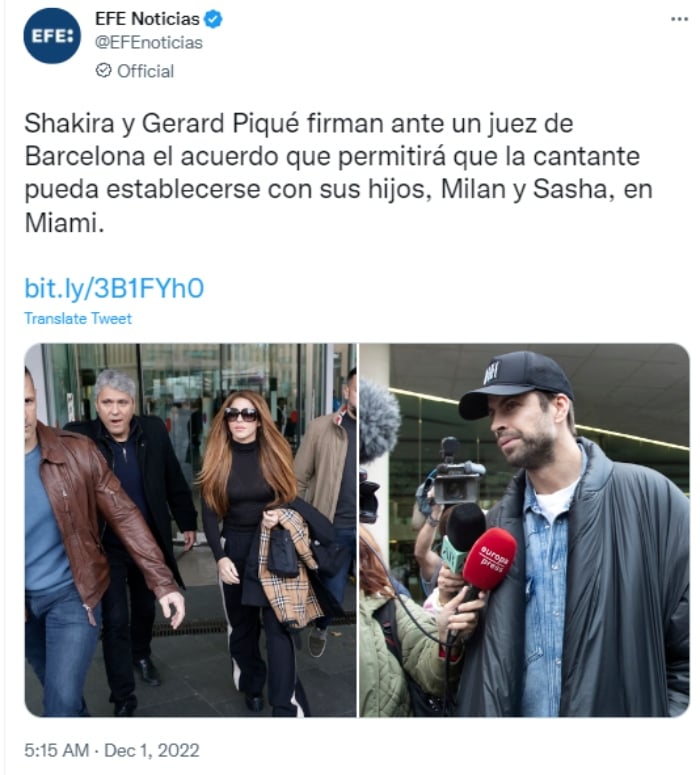 Shakira reunites with Piqué separation
