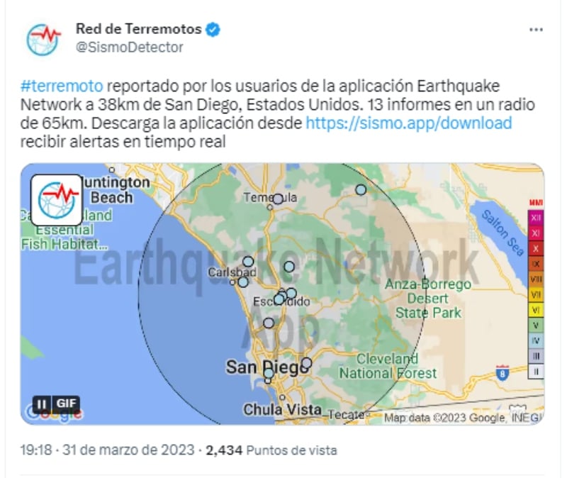 Sismo de 4.2 sacude San Diego