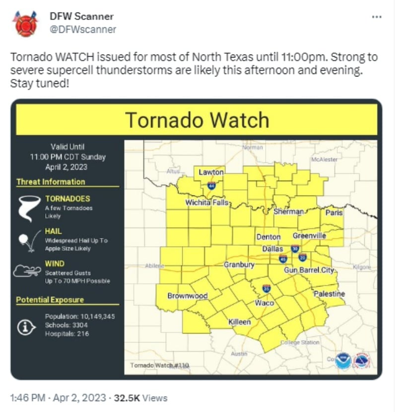 Alerta tornado norte Texas: ¿Dónde podría azotar la tormenta?