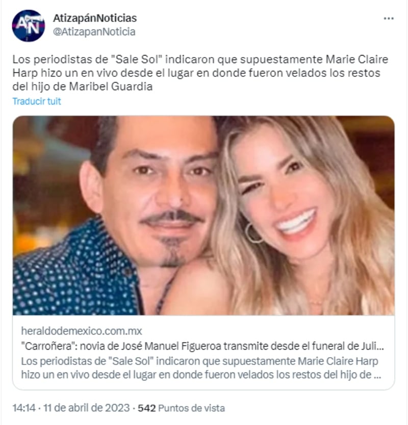 Marie Claire graba en funeral de Julián Figueroa