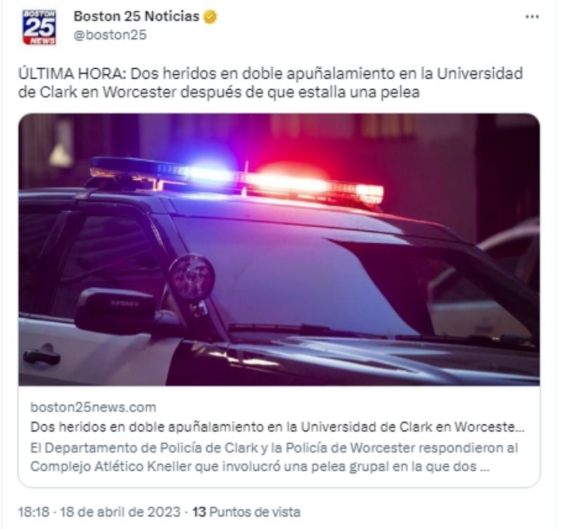 "Las víctimas han sido transportadas a un hospital del área"