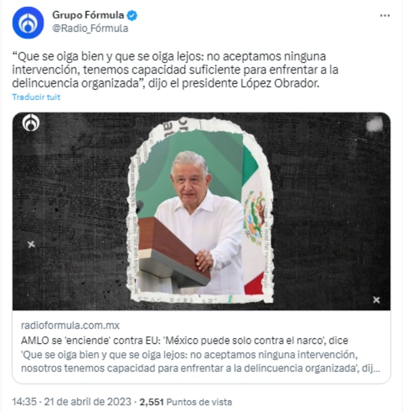 AMLO molesto EEUU narcos: Lanza seria advertencia