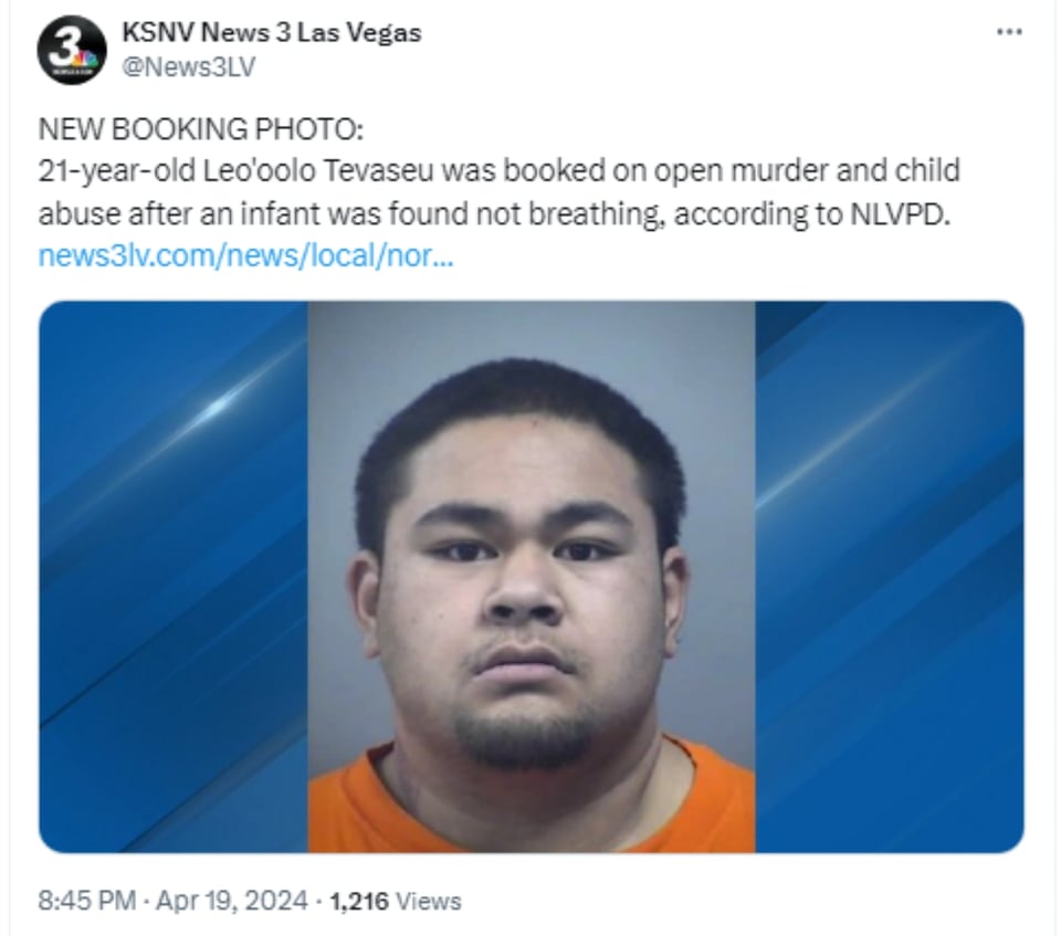 Tío asesina sobrino bebé, Crímen, Las Vegas, Leo'oolo Tevaseu, MundoNOW