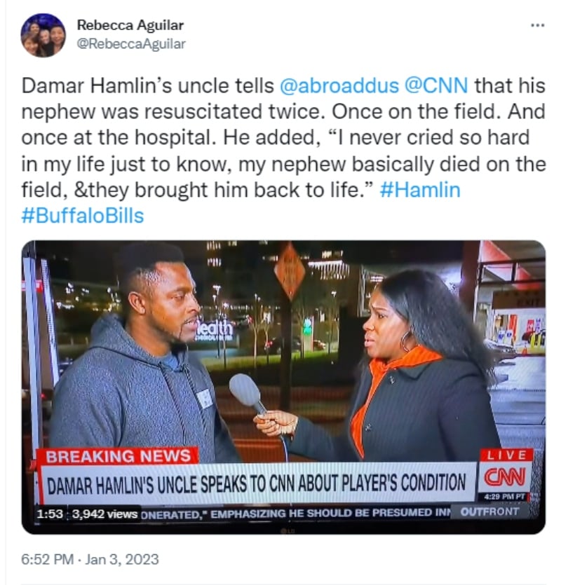 Tío de Damar Hamlin rompe el silencio
