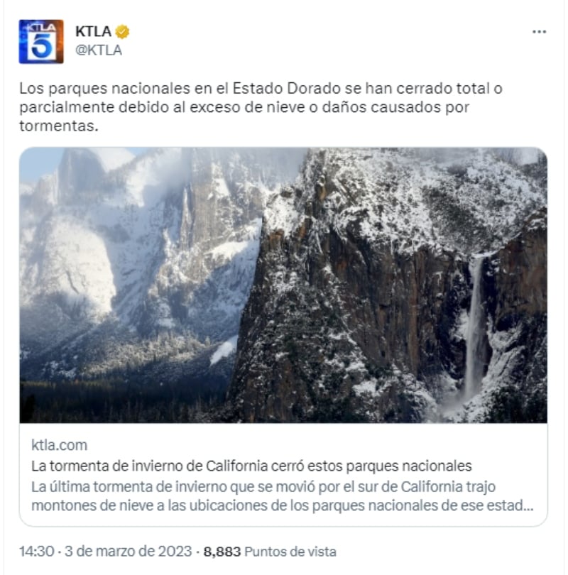 Nueva tormenta invernal California: Cierran parques nacionales