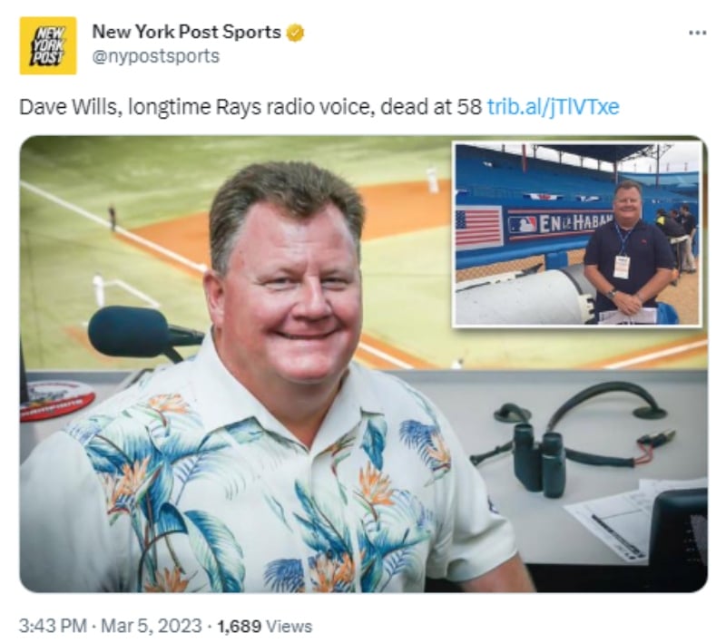 Muere locutor Dave Wills: Presentó “un pequeño problema cardíaco”