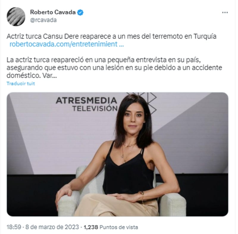 Actriz Cansu Dere reaparece tras terremoto