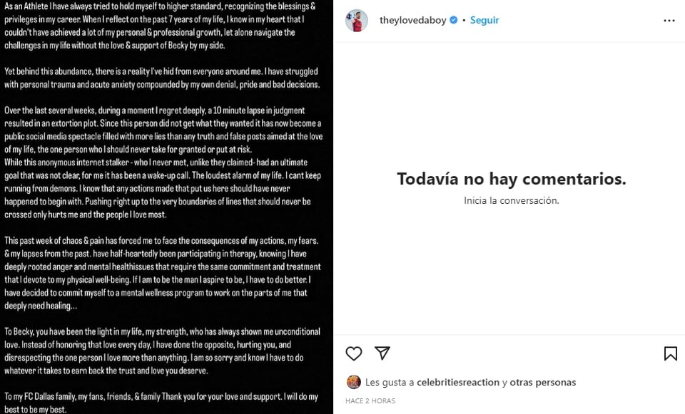 Becky G's fiancé breaks the silence