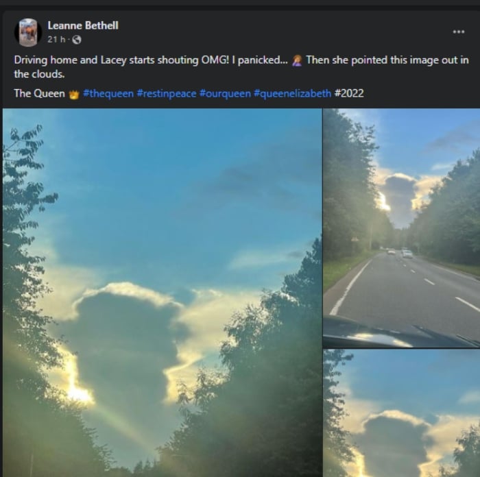 Queen Elizabeth apparition sky
