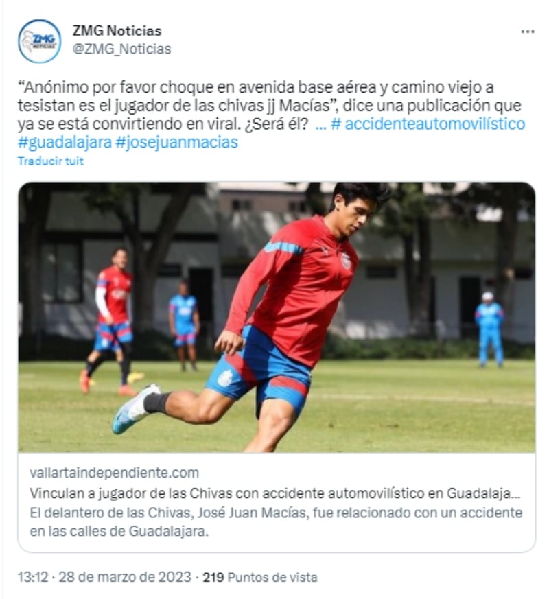 José Juan Macías sufre accidente automovilístico