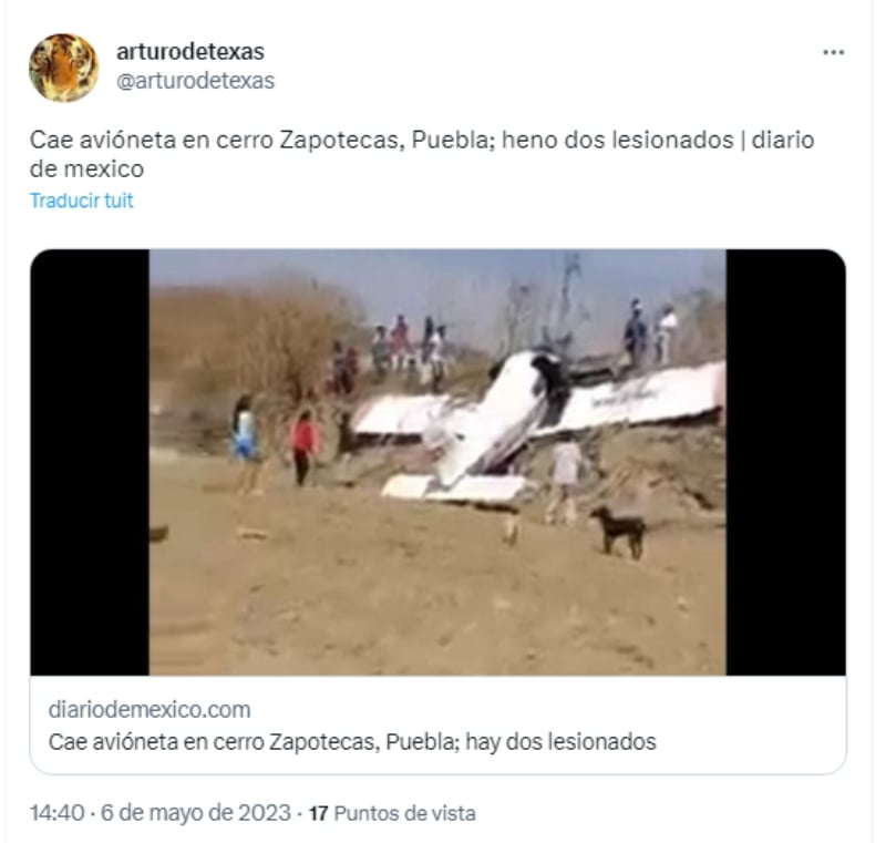 Avioneta se desploma en Puebla, México