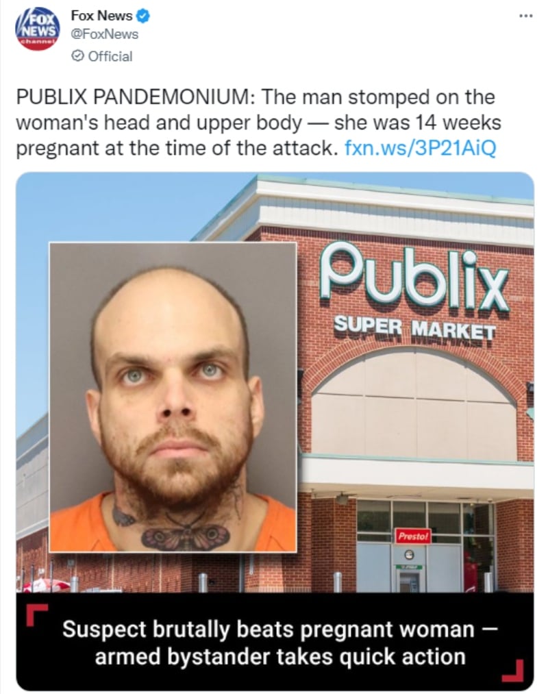 Hombre golpea mujer Publix: La víctima tenía 14 semanas de embarazo