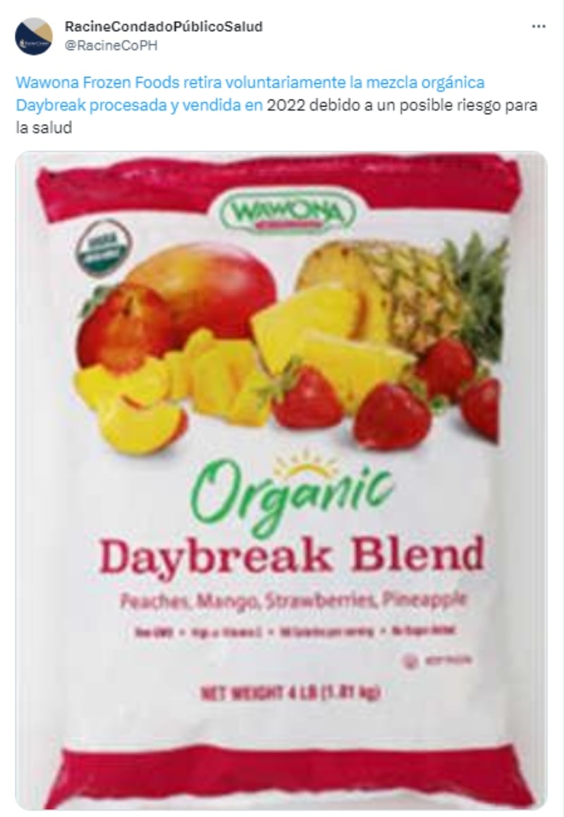 Ordenan recall de frutas y verduras congeladas