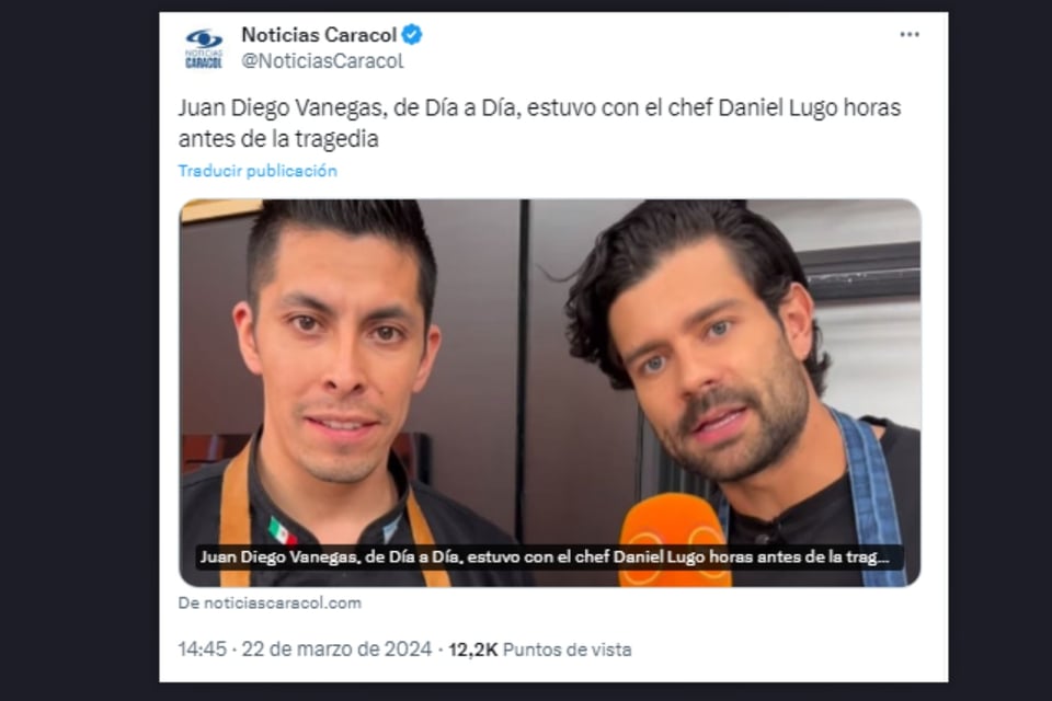 Muere chef Daniel Lugo, Caracol, televisión, luto, MundoNOW