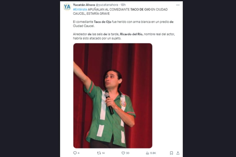 Comediante, Taco de Ojo, ataque, México, MundoNOW