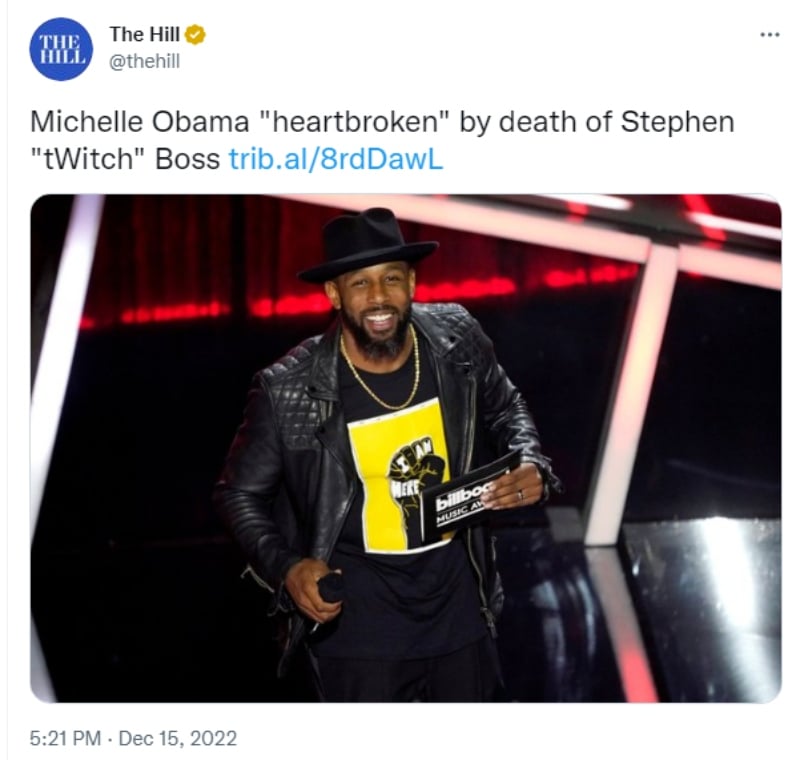 Michelle Obama de luto por la muerte de Stephen tWitch