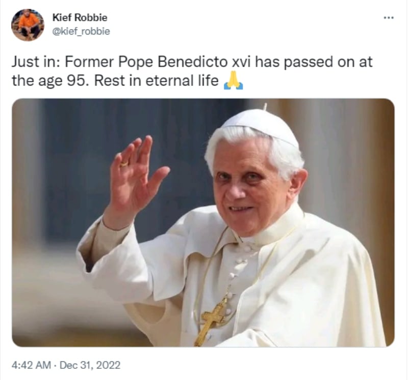 Padre Alberto de luto tras muerte de Benedicto XVI
