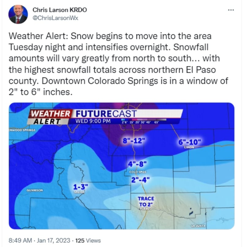 Lanzan alerta por tormenta invernal en Colorado