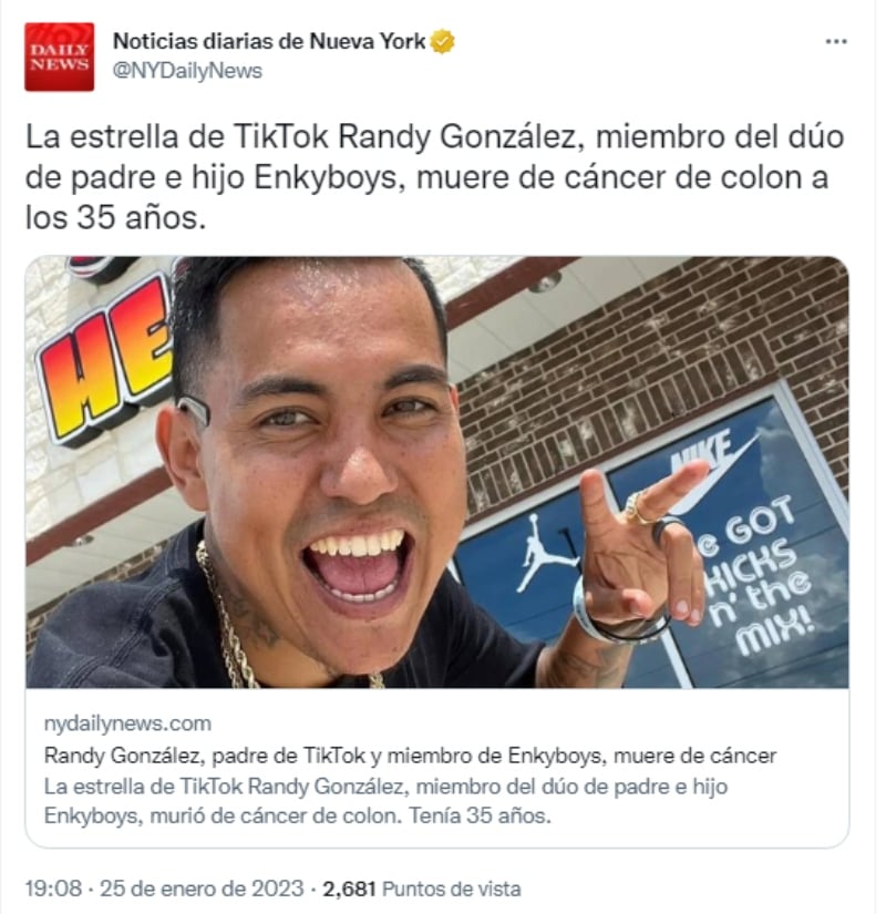 Muere el famoso tiktoker Randy González