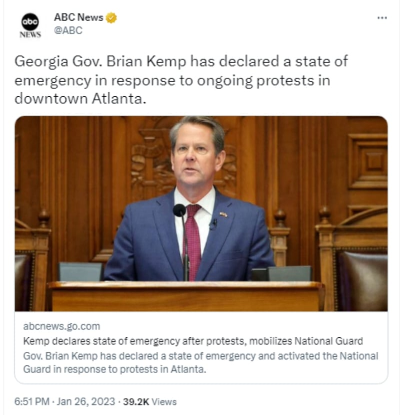Brian Kemp declara estado de emergencia en Georgia