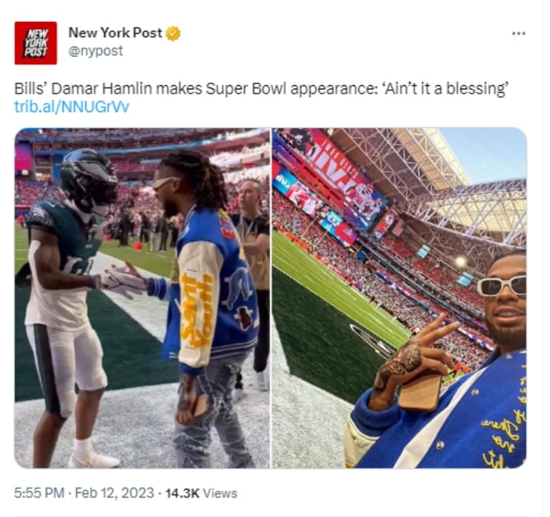 Damar Hamlin estuvo presente y fue ovacionado