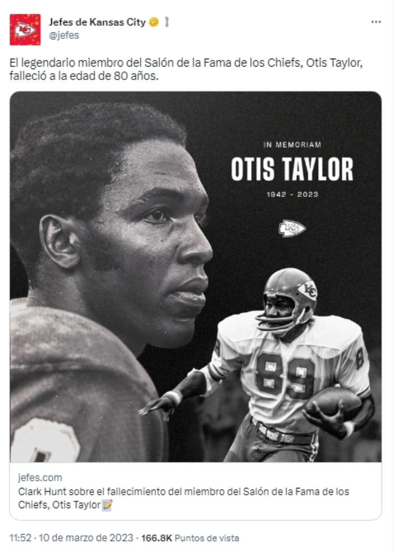 Muere leyenda Kansas City Otis Taylor: Emiten comunicado