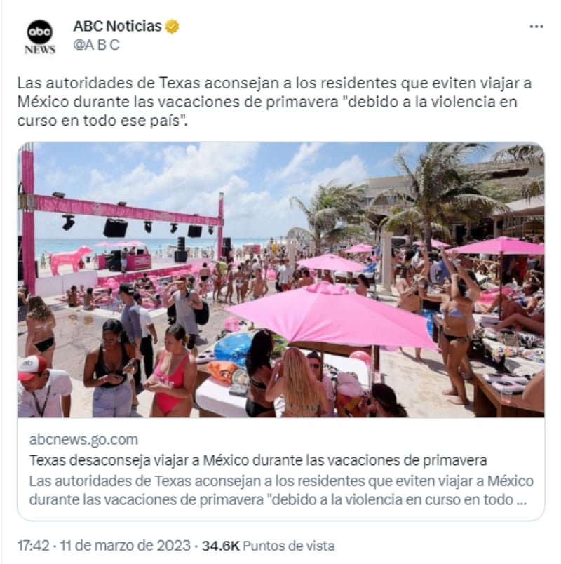 Texas aconseja no viajar a México