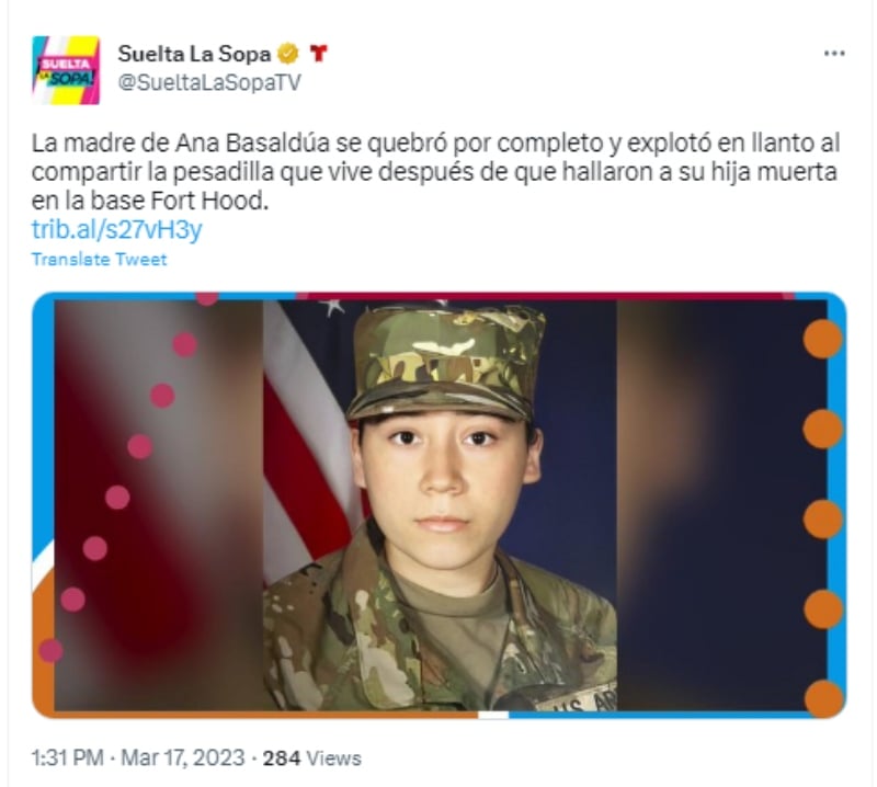 Madre de Ana Basaldúa denuncia que fue acosada por soldado puertorriqueño