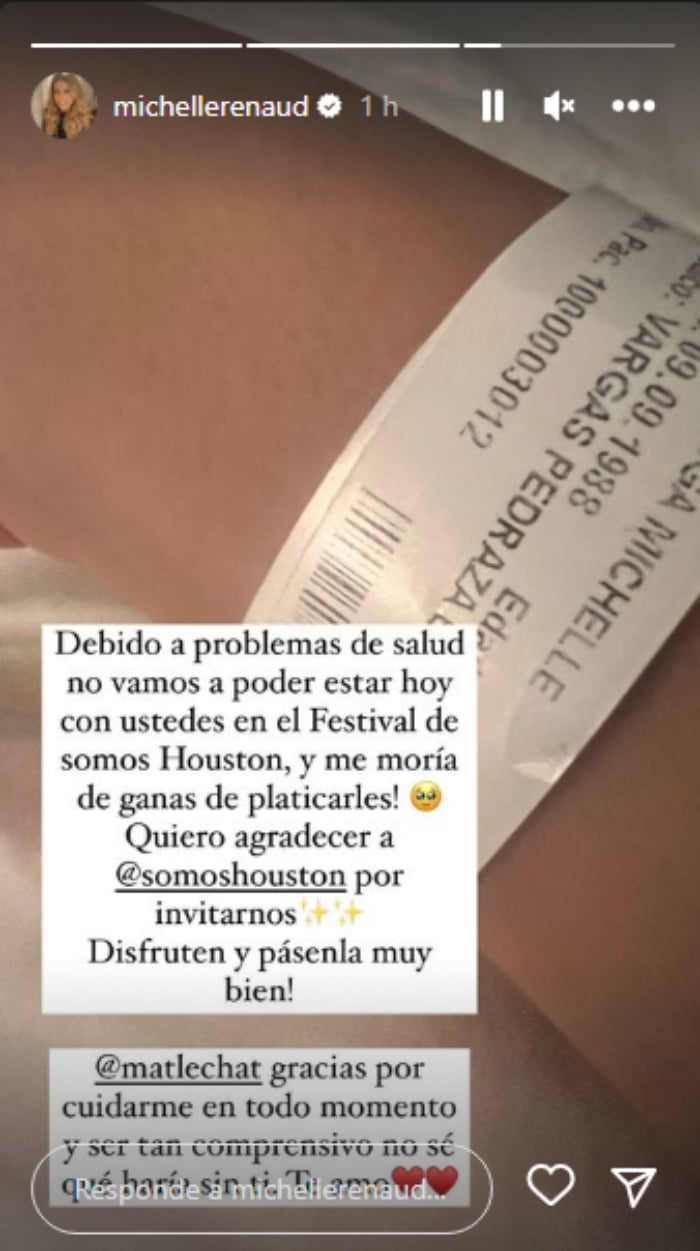 Michelle Renaud es ingresada al hospital de emergencia