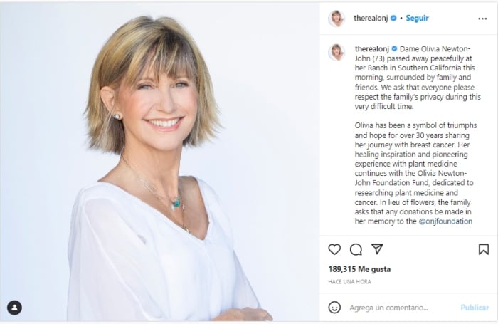 John Travolta muerte Olivia Newton