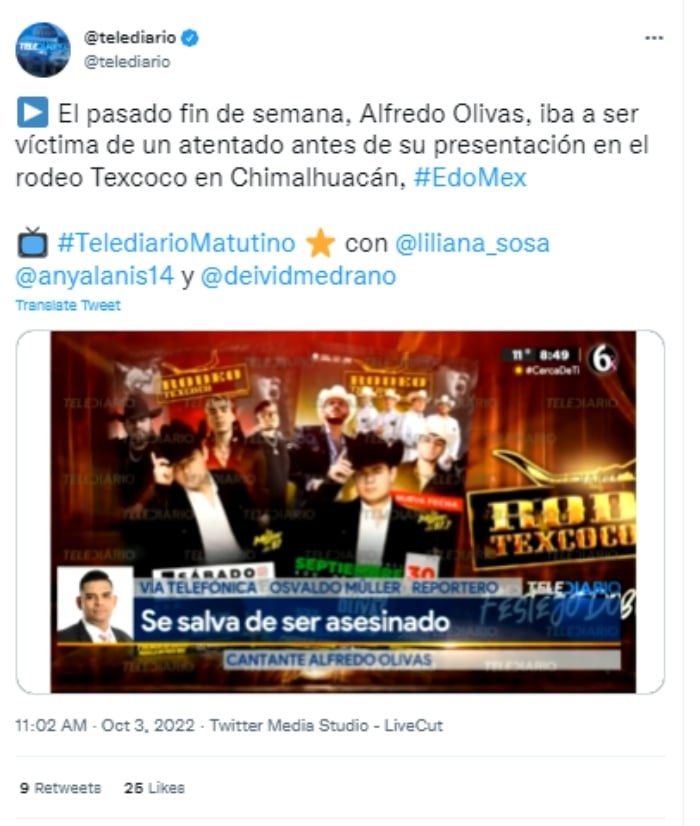 Alfredo Olivas atentado Texcoco